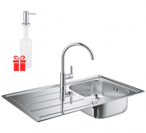 Набор Grohe EX Sink 31562SD0 кухонная мойка K200 + смеситель BauEdge 31367000 + дозатор Grohe