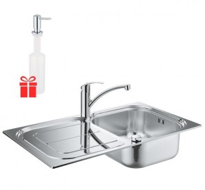 Набор Grohe EX Sink 31565SD0 кухонная мойка K300 + смеситель Eurosmart 33281002 + дозатор Grohe