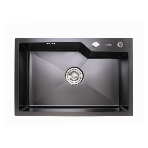 Кухонная мойка Platinum Handmade PVD 650х430х220 черная (толщина 3.0/1.5 корзина и дозатор в комплекте) 33648