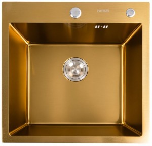 Кухонная мойка Platinum Handmade PVD золото 500х500х230 3/1.5 мм с корзиной и дозатором SP000028082