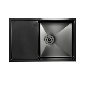 Кухонная мойка Platinum Handmade PVD Н 780х500х200 R черная (с крепежами и отверстием под смеситель) 33669