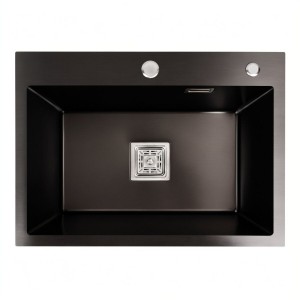 Кухонная мойка Platinum Handmade PVD 580х430х220 чорна толщина 3.0/1.0 мм 36117