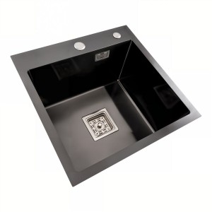 Кухонная мойка PVD Platinum Handmade НSBB 450x450x220 черная толщина 3.0/1.0 37434