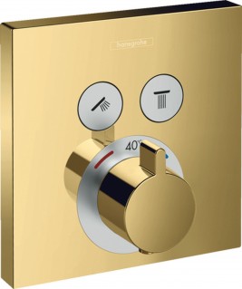 Термостат Hansgrohe ShowerSelect два потребителя полированное золото 15763990