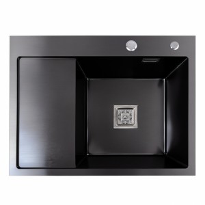 Кухонная мойка Platinum Handmade PVD черный 65*50 квадратний сифон 3.0/1.0 SP000037436