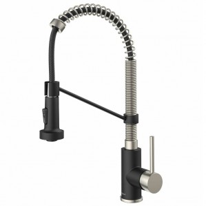 Кухонный смеситель Kraus KPF-1610SFSMB нерж сталь + черный мат