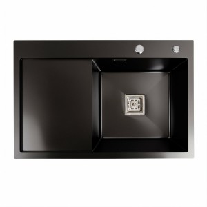 Мойка PVD Black Platinum Handmade 78*50B R два отверстия 3.0/1.0 мм SP000037036