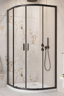 Душова кабіна Radaway Alienta Black A напівкругла 900х900х1900 прозоре скло 10229090-54-01