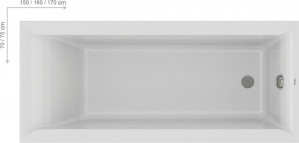 Ванна акриловая Ravak FAVORIT 170x75 см XC00100123