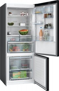 Холодильник з нижньою морозильною камерою Bosch KGN76CXE0N 186 x 75 cm чорна сталь з покрит. проти відбитків