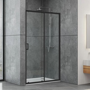 Душевые двери Dusel EF185B 140х190 Black Matt стекло прозрачное