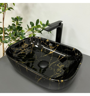 Умывальник VBI RAVENNA MARBLE BLACK GLOSSY накладной VBI-011207