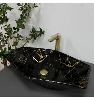Умывальник VBI VENEZIA MARBLE BLACK GLOSSY накладной VBI-012405