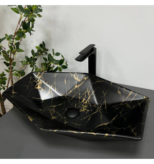 Умывальник VBI VENEZIA MARBLE BLACK MATT накладной VBI-012406