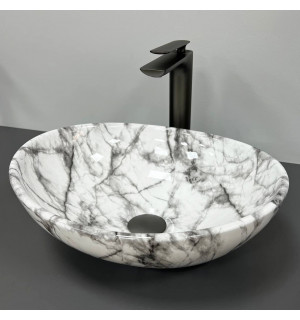 Умывальник VBI PARMA STATUARIO BLACK VEINS GLOSSY накладной VBI-011009