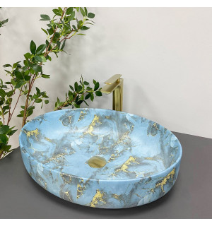 Умывальник VBI UDINE MARBLE BLUE MATT накладной VBI-012103