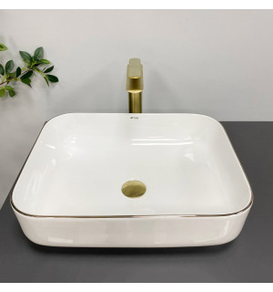 Умывальник VBI PALERMO WHITE ROSE GOLD EDGE накладной VBI-012307