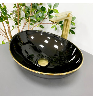 Умывальник VBI PARMA BLACK GOLD EDGE накладной VBI-011012