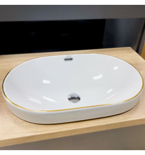 Умывальник VBI GAETA WHITE GOLD EDGE врезной VBI-018032