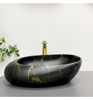 Умывальник VBI VALIANO MARBLE BLACK MATT накладной VBI-016101
