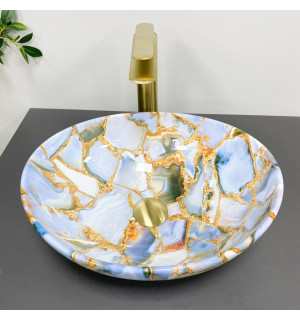 Умывальник VBI PARMA MARBLE BLUE GLOSSY накладной VBI-011016