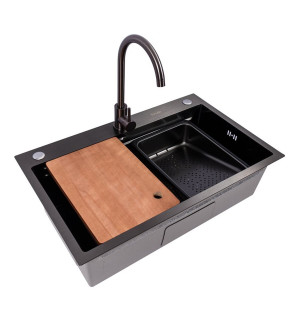Мийка кухонна PVD чорна Work station VALESO CM 75*46B Handmade 3.0/0.8 SP000048079