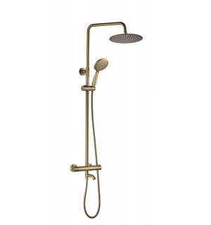 Душевая система наружного монтажа VBI MILANO BRUSHED GOLD с термостатом и изливом VBI-050111BG